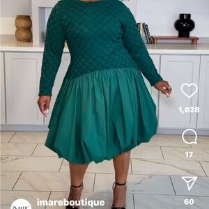 Green A-Line Ruffled Tiered Dress